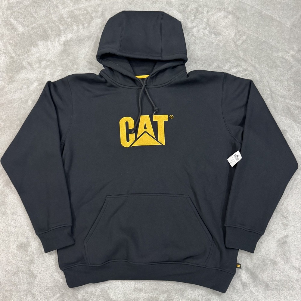 NWT CAT Hoodie Mens‎ 2XL Caterpillar Black Work Heavy Fleece Hooded Sweatshirt